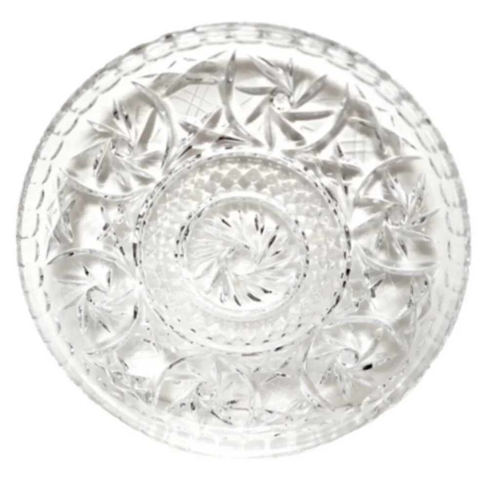 Antique Bohemian Czech Pinwheel Design Cut Crystal Decorative Luncheon 6" Plate - Picture 5 of 15